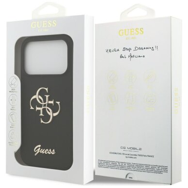 iPhone 17 Pro Guess Silicone Big 4G Script dėklas – juodas 7