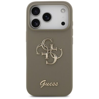 iPhone 17 Pro Guess Silicone Big 4G Script dėklas – rudas 2 iPhone 17 Pro Guess Silicone Big 4G Script dėklas – rudas 2