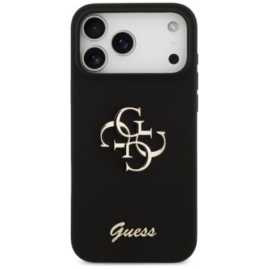 iPhone 17 Pro Max Guess Silicone Big 4G Script dėklas – juodas 2