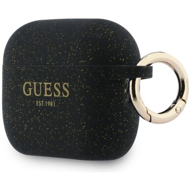 AirPods Pro 3 Guess Silicone Glitter Ring dėklas – juodas 2 AirPods Pro 3 Guess Silicone Glitter Ring dėklas – juodas 2