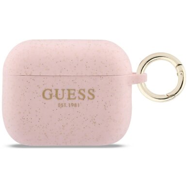 AirPods Pro 3 Guess Silicone Glitter Ring dėklas – rožinis AirPods Pro 3 Guess Silicone Glitter Ring dėklas – rožinis