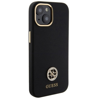 Guess Silikoninis Logo Strass 4G Dėklas skirtas iPhone 15 - Juodas 3 Guess Silikoninis Logo Strass 4G Dėklas skirtas iPhone 15 - Juodas 3