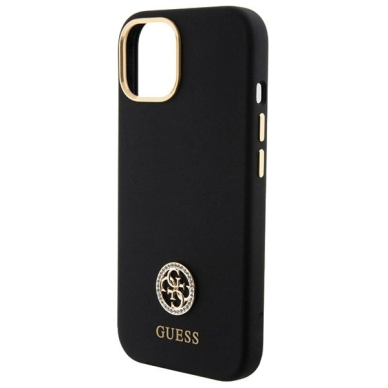 Guess Silikoninis Logo Strass 4G Dėklas skirtas iPhone 15 - Juodas 5