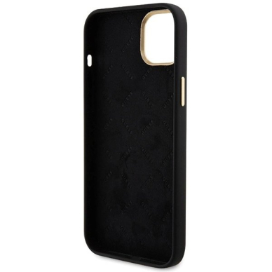 Guess Silikoninis Logo Strass 4G Dėklas skirtas iPhone 15 - Juodas 6