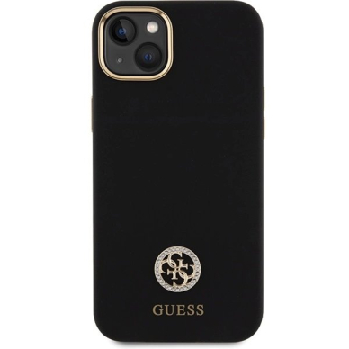 Guess Silikoninis Logo Strass 4G Dėklas skirtas iPhone 15 Plus / 14 Plus 6.7&quot; - Juodas 2
