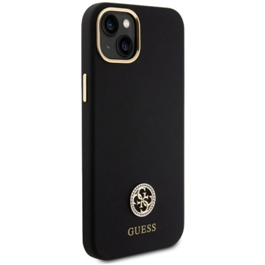 Guess Silikoninis Logo Strass 4G Dėklas skirtas iPhone 15 Plus / 14 Plus 6.7&quot; - Juodas 3