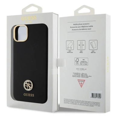 Guess Silikoninis Logo Strass 4G Dėklas skirtas iPhone 15 Plus / 14 Plus 6.7&quot; - Juodas 7