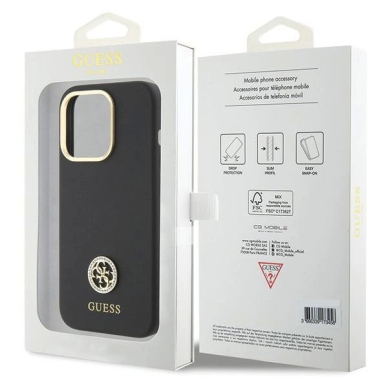 Guess Silikoninis Logo Strass 4G Dėklas skirtas iPhone 15 Pro - Juodas 7