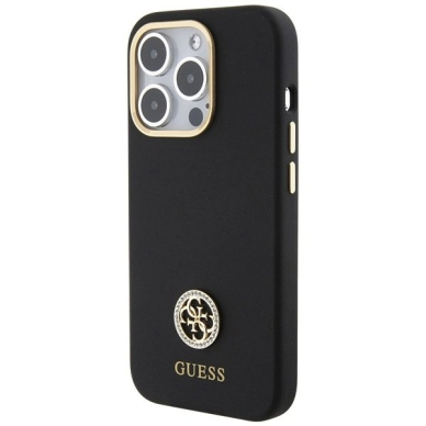 Guess Silikoninis Logo Strass 4G Dėklas skirtas iPhone 15 Pro Max - Juodas 1