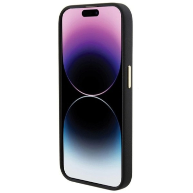 Guess Silikoninis Logo Strass 4G Dėklas skirtas iPhone 15 Pro Max - Juodas 4