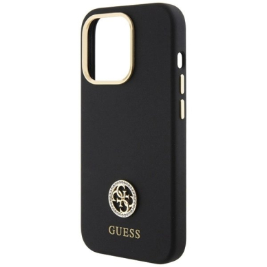 Guess Silikoninis Logo Strass 4G Dėklas skirtas iPhone 15 Pro Max - Juodas 5