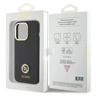 Guess Silikoninis Logo Strass 4G Dėklas skirtas iPhone 15 Pro Max - Juodas 7
