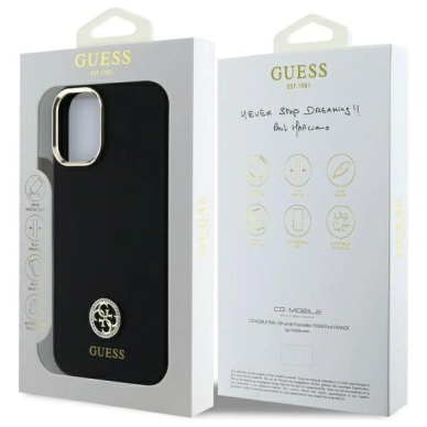 Dėklas Guess Silicone Logo Strass 4G iPhone 16 - Juodas 7 Dėklas Guess Silicone Logo Strass 4G iPhone 16 - Juodas 7