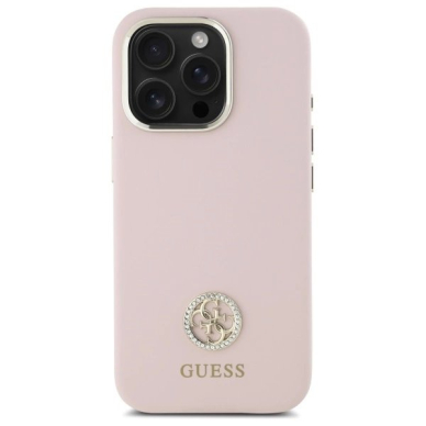 Dėklas Guess Silicone Logo Strass 4G iPhone 16 Pro - light Rožinis 2 Dėklas Guess Silicone Logo Strass 4G iPhone 16 Pro - light Rožinis 2
