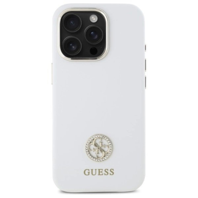 Dėklas Guess Silicone Logo Strass 4G  iPhone 16 Pro Max - Baltas 2 Dėklas Guess Silicone Logo Strass 4G  iPhone 16 Pro Max - Baltas 2