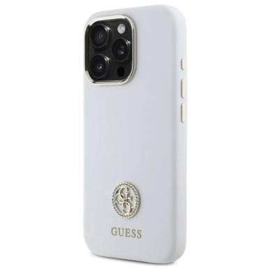 Dėklas Guess Silicone Logo Strass 4G iPhone 16 Pro - Baltas 1 Dėklas Guess Silicone Logo Strass 4G iPhone 16 Pro - Baltas 1