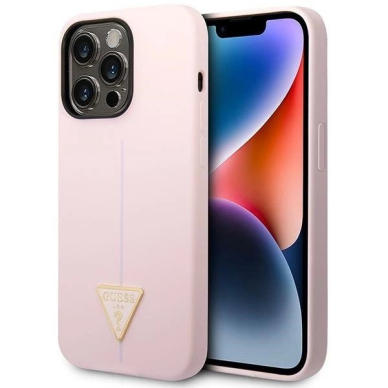 Guess Silikoninis Triangle iPhone 14 Pro 6.1" Dėklas - Violetinis