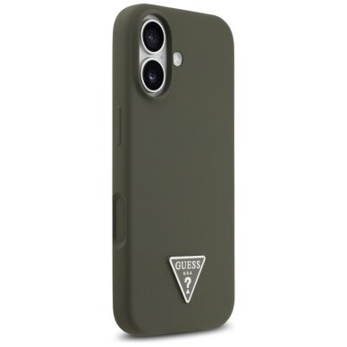 iPhone 17 Guess Silicone Triangle Logo MagSafe dėklas – žalias 3