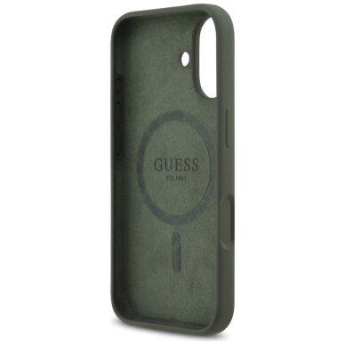 iPhone 17 Guess Silicone Triangle Logo MagSafe dėklas – žalias 6