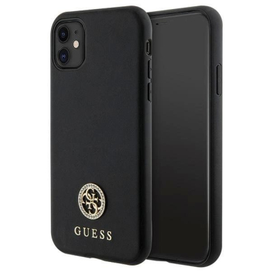 Guess Strass Metal Logo iPhone 11 / Xr 6.1&quot; Dėklas - Juodas