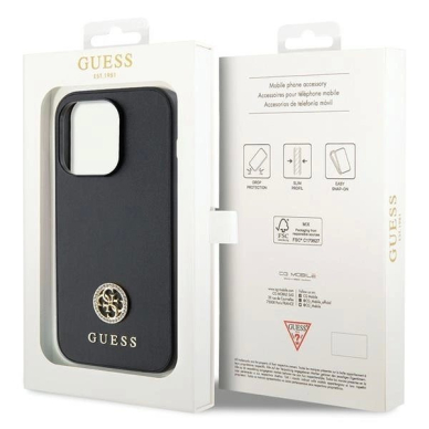 Guess Strass Metal Logo iPhone 13 Pro 6.1&quot; Dėklas - Juodas 7