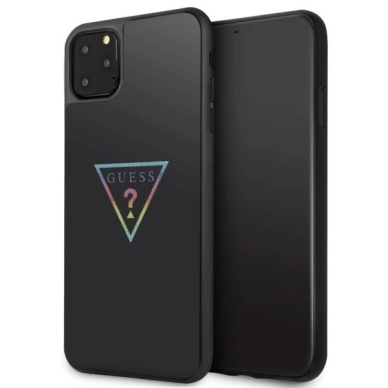 Guess Triangle Glitter iPhone 11 Pro Max Dėklas - Juodas