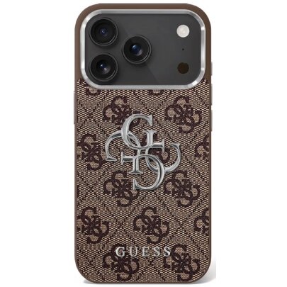 iPhone 17 dėklas Guess 4G Big 4G Classic Logo – rudas ir sidabrinis iPhone 17 dėklas Guess 4G Big 4G Classic Logo – rudas ir sidabrinis