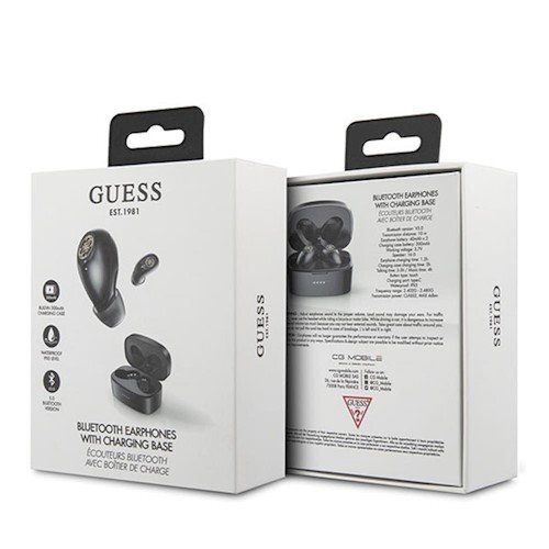 Dėklas Guess Originalus słuchawki Bluetooth GUTWSJL4GBK TWS + stacja dokująca juodas 4G / GUTWSJL4GBK 1