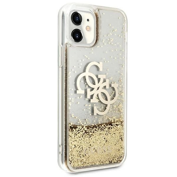 Guess 4G Big Liquid Glitter Dėklas skirtas iPhone 11 6.1" / Xr - Auksinis 5