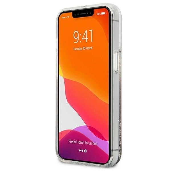 Guess 4G Big Liquid Glitter Dėklas skirtas iPhone 13 Pro Max 6.7&quot; - Auksinis 4