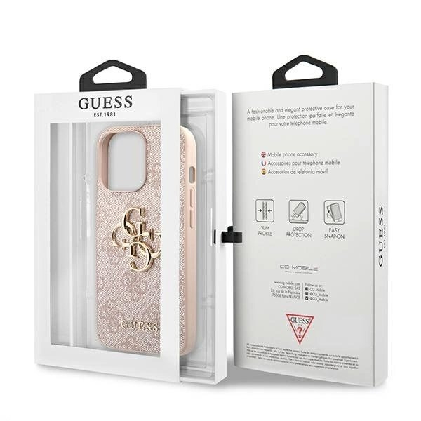 Guess 4G Big Metal Logo Dėklas skirtas iPhone 13 Pro / 13 6.1" - Rožinis 7