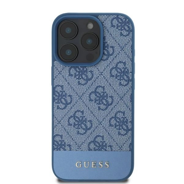 iPhone 16 Pro Max Guess 4G Bottom Stripe dėklas - mėlynas 2 iPhone 16 Pro Max Guess 4G Bottom Stripe dėklas - mėlynas 2