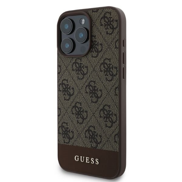 iPhone 16 Pro Max Guess 4G Bottom Stripe dėklas – rudas 1