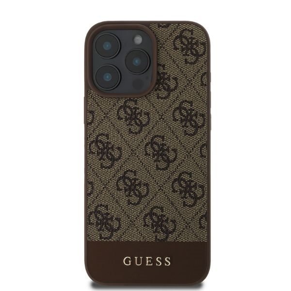 iPhone 16 Pro Max Guess 4G Bottom Stripe dėklas – rudas 2 iPhone 16 Pro Max Guess 4G Bottom Stripe dėklas – rudas 2