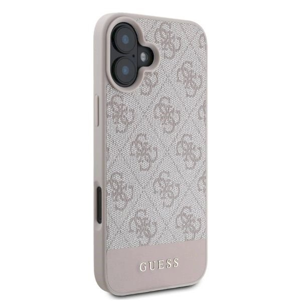 Guess 4G Bottom Stripe iPhone 16 Dėklas - Rožinis 1