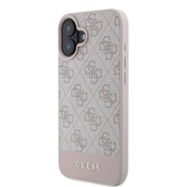 Guess 4G Bottom Stripe iPhone 16 Dėklas - Rožinis 3
