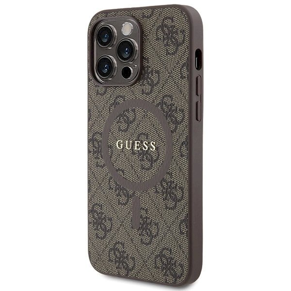 Originalus Guess dėklas 4G Collection Leather Metal Logo MagSafeiPhone 13 Pro / iPhone 13 - Rudas 1 Originalus Guess dėklas 4G Collection Leather Metal Logo MagSafeiPhone 13 Pro / iPhone 13 - Rudas 1