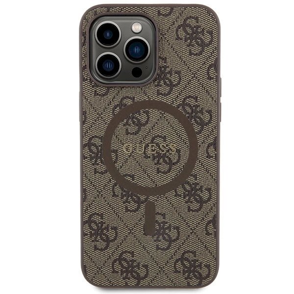 Originalus Guess dėklas 4G Collection Leather Metal Logo MagSafeiPhone 13 Pro / iPhone 13 - Rudas 2 Originalus Guess dėklas 4G Collection Leather Metal Logo MagSafeiPhone 13 Pro / iPhone 13 - Rudas 2