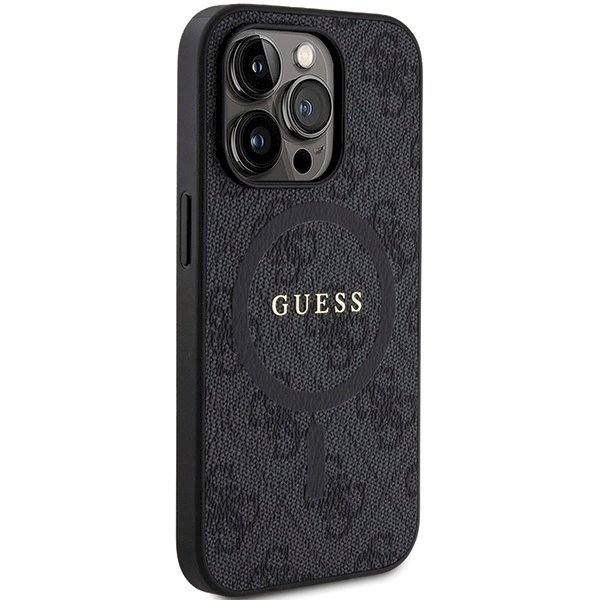 Originalus Guess dėklas 4G Collection Leather Metal Logo MagSafeiPhone 14 Pro - Juodas 3