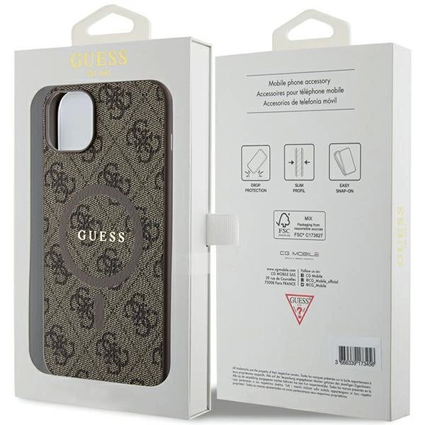 Guess 4G Collection Leather Metal Logo MagSafe Dėklas iPhone 14/15/13 - Rudas 7 Guess 4G Collection Leather Metal Logo MagSafe Dėklas iPhone 14/15/13 - Rudas 7