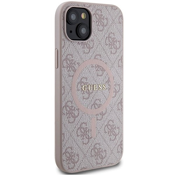 Guess 4G Collection Leather Metal Logo MagSafe Dėklas iPhone 14/15/13 - Rožinis 3 Guess 4G Collection Leather Metal Logo MagSafe Dėklas iPhone 14/15/13 - Rožinis 3
