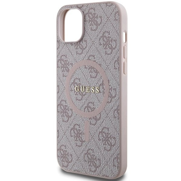 Guess 4G Collection Leather Metal Logo MagSafe Dėklas iPhone 14/15/13 - Rožinis 5 Guess 4G Collection Leather Metal Logo MagSafe Dėklas iPhone 14/15/13 - Rožinis 5