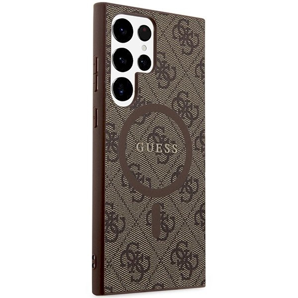 Guess 4G Collection Leather Metal Logo MagSafe Dėklas Samsung Galaxy S24 Ultra - rudas 3 Guess 4G Collection Leather Metal Logo MagSafe Dėklas Samsung Galaxy S24 Ultra - rudas 3