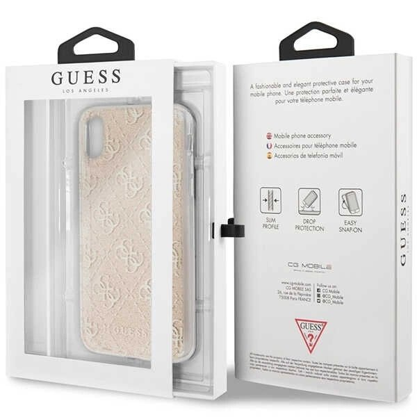 Guess 4G Glitter iPhone X/Xs Dėklas - Auksinis 4