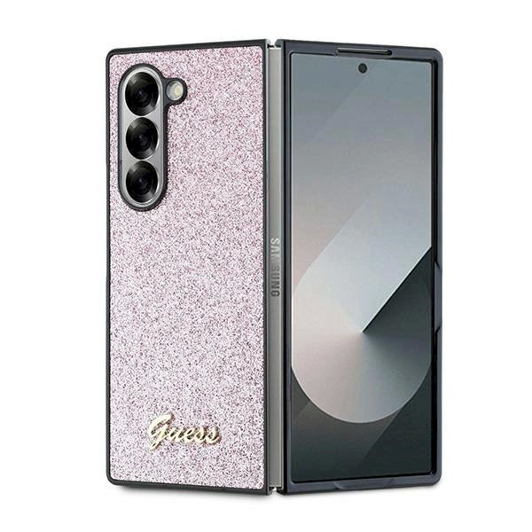 Guess 4G Glitter Script Dėklas Samsung Galaxy Z Fold 6 - rožinis Guess 4G Glitter Script Dėklas Samsung Galaxy Z Fold 6 - rožinis