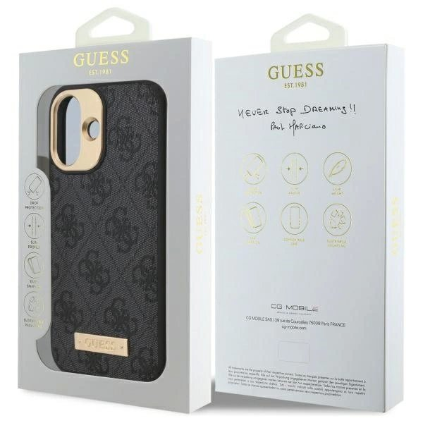 iPhone 16 Plus – Guess 4G Logo Plate MagSafe dėklas - Juodas 7
