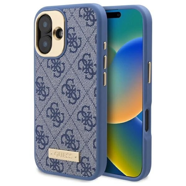 iPhone 16 Plus – Guess 4G Logo Plate MagSafe dėklas - Mėlynas iPhone 16 Plus – Guess 4G Logo Plate MagSafe dėklas - Mėlynas