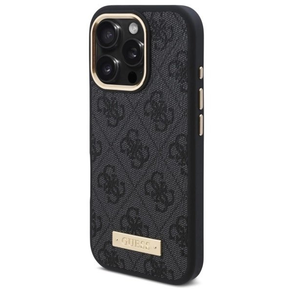 iPhone 16 Pro – Guess 4G Logo Plate MagSafe dėklas - Juodas 1