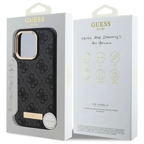 iPhone 16 Pro Max Guess 4G Logo Plate MagSafe dėklas – juodas 7