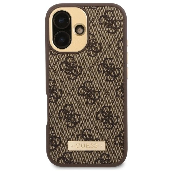 iPhone 16 Plus – Guess 4G Logo Plate MagSafe dėklas - Rudas 2 iPhone 16 Plus – Guess 4G Logo Plate MagSafe dėklas - Rudas 2